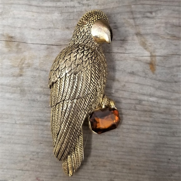 Jewelry - Stunning Vintage Bird Parrot Brooch Pin w/ Topaz